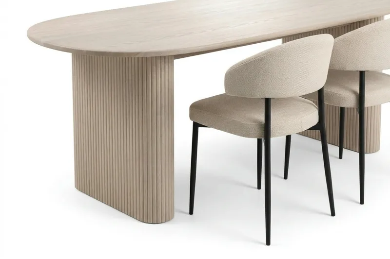 Noira spisegruppe rektangulær 220 cm hvidlaseret med 6 Sawako spisestole - Hvidlaseret - Møbler - Borde - Spisebordssæt