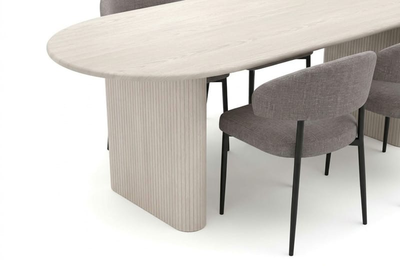 Noira spisegruppe rektangulær 220 cm hvidlaseret med 6 Sawako spisestole - Hvidlaseret - Møbler - Borde - Spisebordssæt
