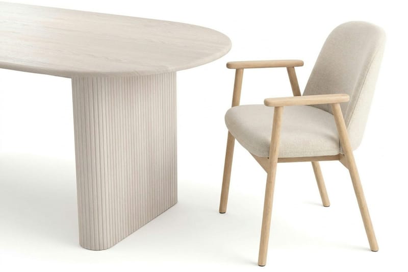 Noira spisegruppe rektangulær 220 cm hvidolieret med 6 Reciclar spisestole - Hvidlaseret - Møbler - Borde - Spisebordssæt