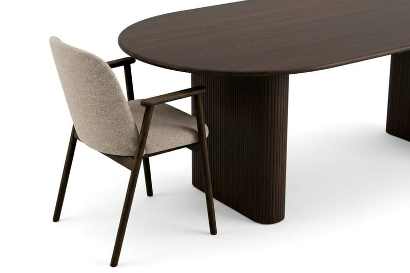 Noira spisegruppe rektangulær 220 cm røget eg med 6 Reciclar spisestole - Røget eg - Møbler - Borde - Spisebordssæt