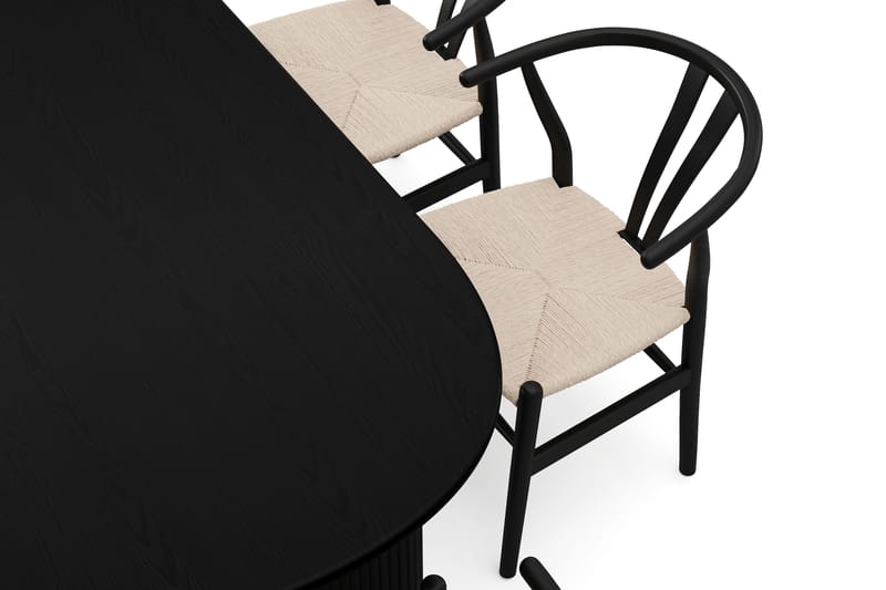 Noira spisegruppe rektangulær 220 cm sort med 6 Dastoori spisebordsstole - Sort - Møbler - Borde - Spisebordssæt