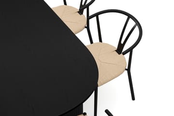 Noira spisegruppe rektangulær 220 cm sort med 6 Elysia spisestole - Sortbejdset eg - Møbler - Borde - Spisebordssæt
