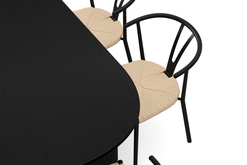 Noira spisegruppe rektangulær 220 cm sort med 6 Elysia spisestole - Sortbejdset eg - Møbler - Borde - Spisebordssæt