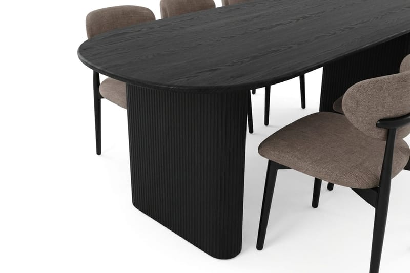 Noira spisegruppe rektangulær 220 cm sort med 6 Molly spisestole - Sort - Møbler - Borde - Spisebordssæt