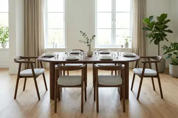 Noira spisegruppe rektangulær 220 cm valnød med 6 Jolie spisebordsstole - Valnød - Møbler - Borde - Spisebordssæt