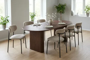 Noira spisegruppe rektangulær 220 cm valnød med 6 Lucy spisebordsstole - Valnød - Møbler - Borde - Spisebordssæt