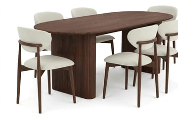 Noira spisegruppe rektangulær 220 cm valnød med 6 Molly spisestole - Valnød - Møbler - Borde - Spisebordssæt