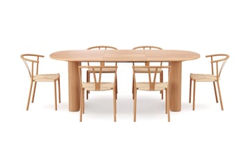 Noira spisegruppe udtræk 160-220 cm eg med 6 Elysia spisestole - Eg - Møbler - Borde - Spisebordssæt