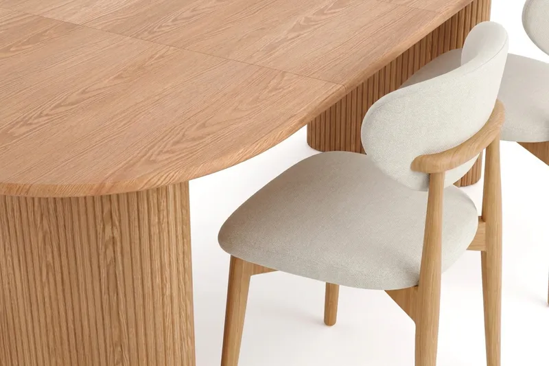Noira spisegruppe udtræk 160-220 cm eg med 6 Molly spisestole - Eg - Møbler - Borde - Spisebordssæt