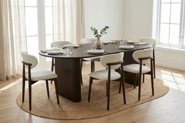Noira spisegruppe udtræk 160-220 cm røget eg med 6 Molly spisestole - Røget eg - Møbler - Borde - Spisebordssæt