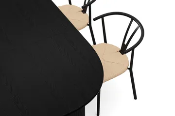 Noira spisegruppe udtræk 160-220 cm sort med 6 Elysia spisestole - Sortbejdset eg - Møbler - Borde - Spisebordssæt
