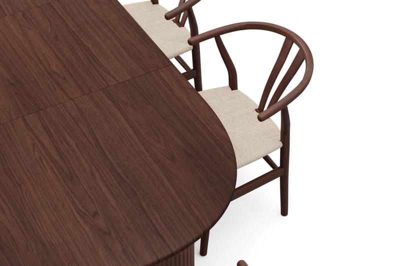 Noira Spisegruppe udtræk 160-220 cm Valnød med 6 Dastoori Spisestole - Valnød - Møbler - Borde - Spisebordssæt