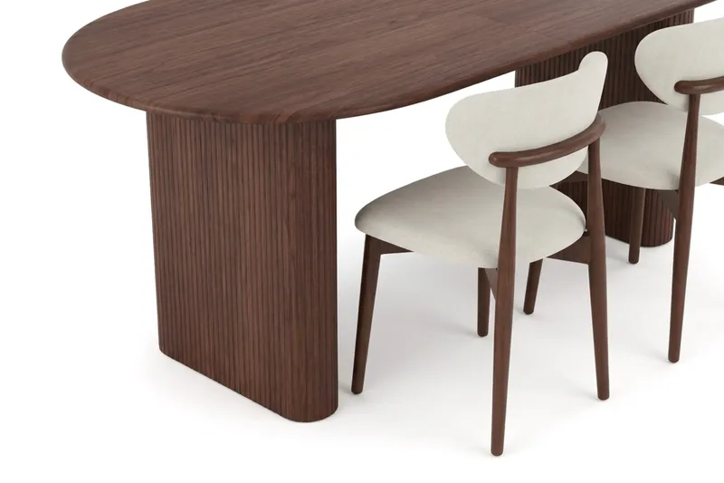 Noira spisegruppe udtræk 160-220 cm valnød med 6 Molly spisestole - Valnød - Møbler - Borde - Spisebordssæt