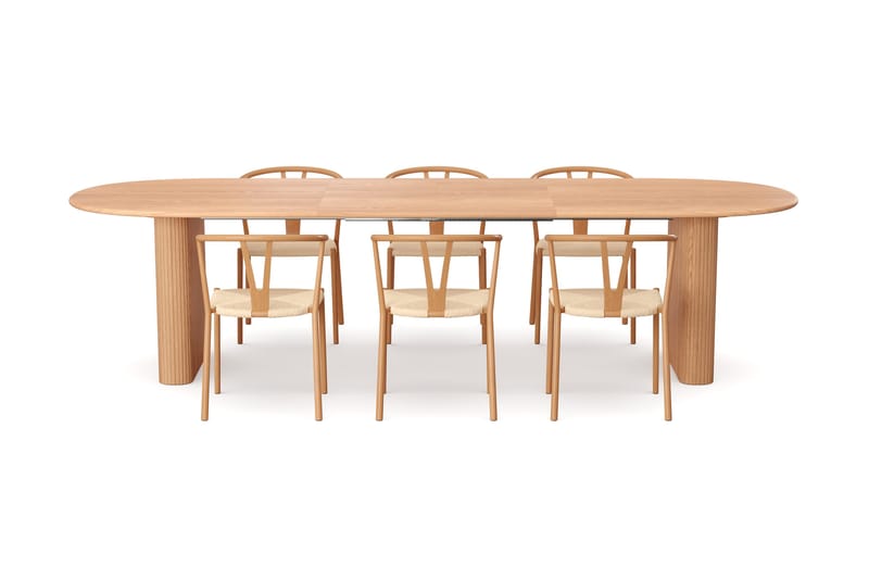 Noira spisegruppe udtræk 220-320 cm eg med 6 Elysia spisestole - Eg - Møbler - Borde - Spisebordssæt