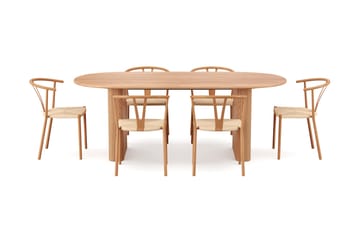 Noira spisegruppe udtræk 220-320 cm eg med 6 Elysia spisestole - Eg - Møbler - Borde - Spisebordssæt