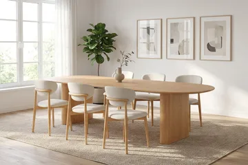 Noira spisegruppe udtræk 220-320 cm eg med 6 Molly spisestole - Eg - Møbler - Borde - Spisebordssæt