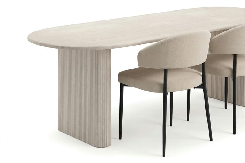 Noira spisegruppe udtrækbar 220-320 cm hvidlaseret med 8 Sawako spisestole - Hvidlaseret - Møbler - Borde - Spisebordssæt