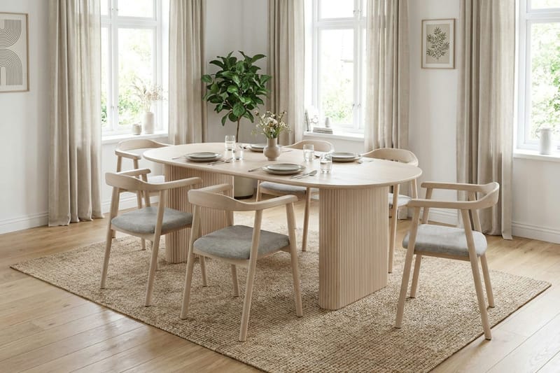 Noira Udtrækkeligt Spisebord 160/220x100 cm - Hvidlaseret - Møbler - Borde - Spisebord og køkkenbord