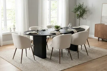 Noira Udtrækkeligt Spisebord 160/220x100 cm - Sortbejdset eg - Møbler - Borde - Spisebord og køkkenbord