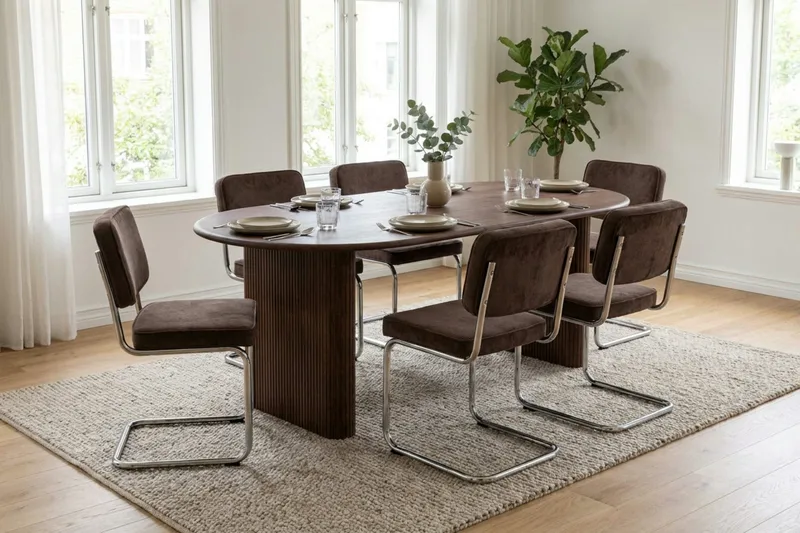 Noira Udtrækkeligt Spisebord 160/220x100 cm - Valnød - Møbler - Borde - Spisebord og køkkenbord