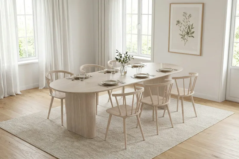 Noira Udtrækkeligt Spisebord 220/320x100 cm - Hvidlaseret - Møbler - Borde - Spisebord og køkkenbord