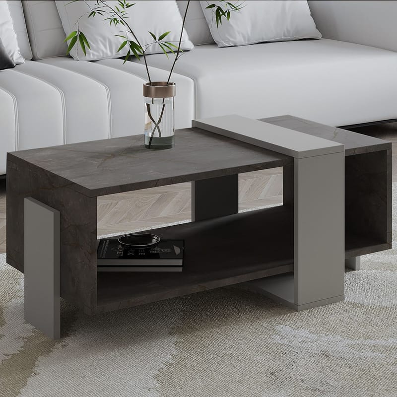 Norell Sofabord 90x40x49 cm - Gordion Marble og grå - Møbler - Borde - Sofabord