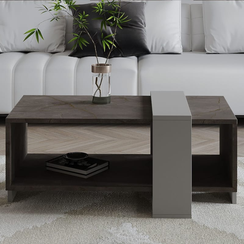 Norell Sofabord 90x40x49 cm - Gordion Marble og grå - Møbler - Borde - Sofabord