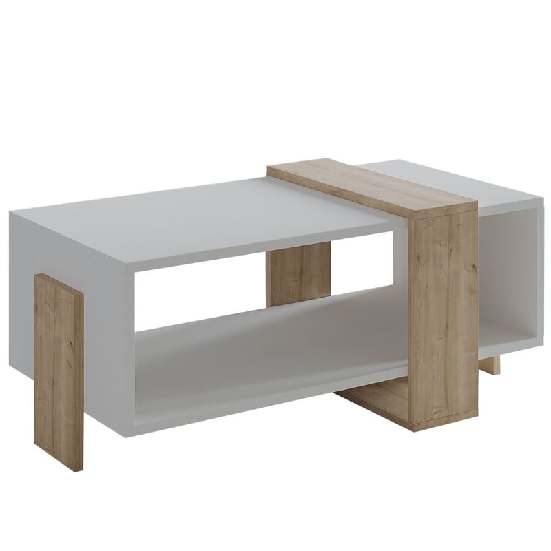 Norell Sofabord 90x40x49 cm - Hvid og safir-eg - Møbler - Borde - Sofabord
