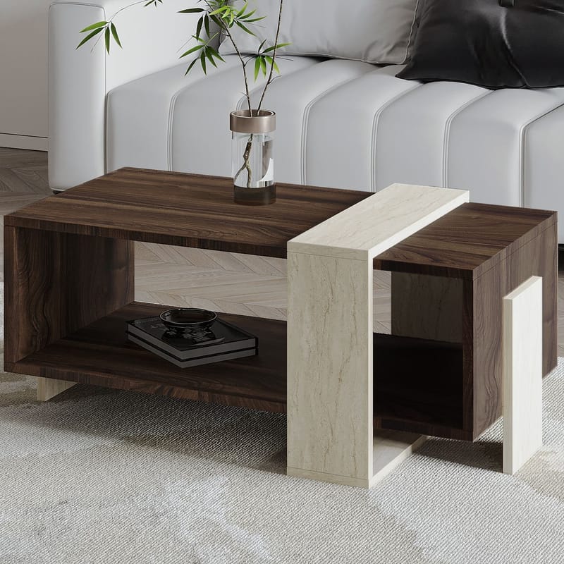 Norell Sofabord 90x40x49 cm - Travertine Walnut - Møbler - Borde - Sofabord