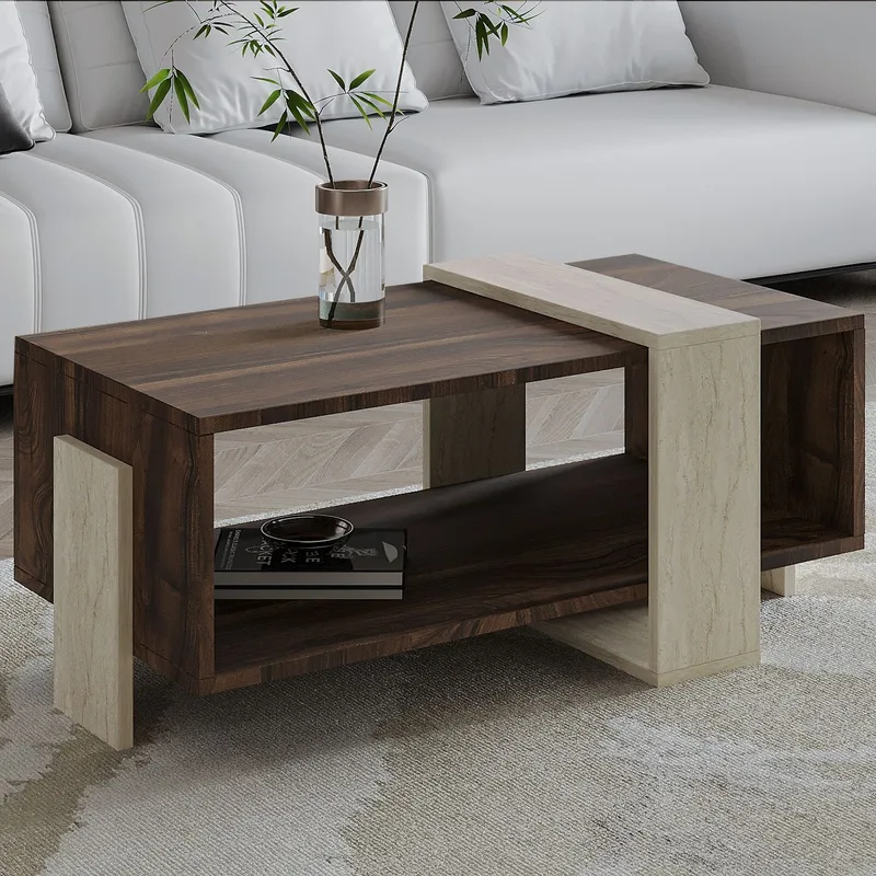 Norell Sofabord 90x40x49 cm - Travertine Walnut - Møbler - Borde - Sofabord