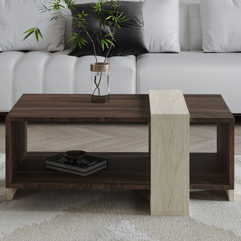 Norell Sofabord 90x40x49 cm - Travertine Walnut - Møbler - Borde - Sofabord