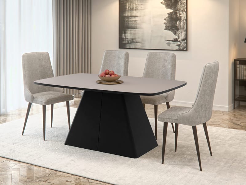 Novaj Spisebord udtrækkeligt 180-256 cm - sort, beige - Møbler - Borde - Spisebord og køkkenbord