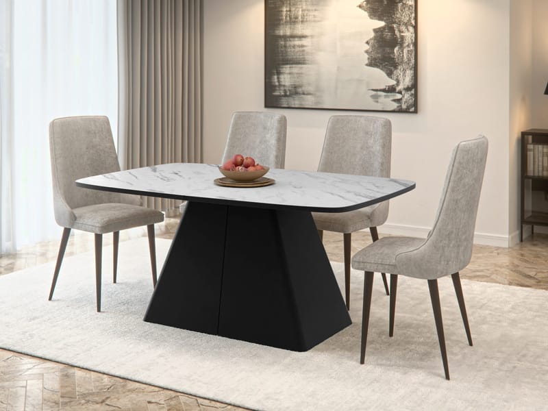 Novaj Spisebord udtrækkeligt 180-256 cm - Sort, hvid (marmor) - Møbler - Borde - Spisebord og k økkenbord