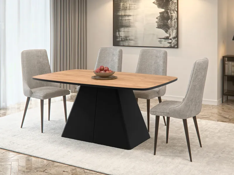 Novaj Spisebord udtrækkeligt 180-256 cm - Sort, naturtræ - Møbler - Borde - Spisebord og køkkenbord