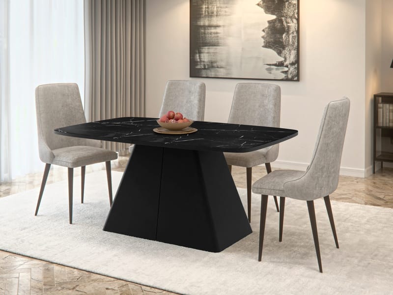 Novaj Spisebord udtrækkeligt 180-256 cm - Sort (marmor) - Møbler - Borde - Spisebord og køkkenbord