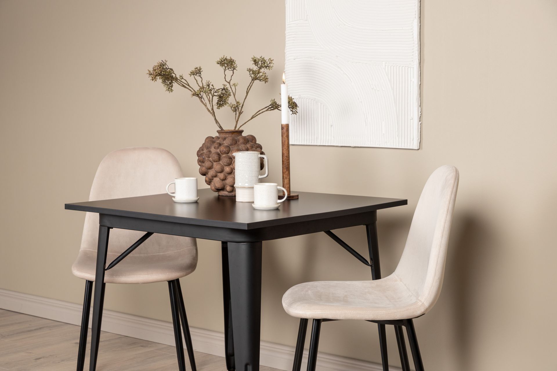 Ochovi Spisebordssæt 80 cm Rektangulær med 2 Bennie Stole - Beige - Møbler - Borde - Spisebordssæt