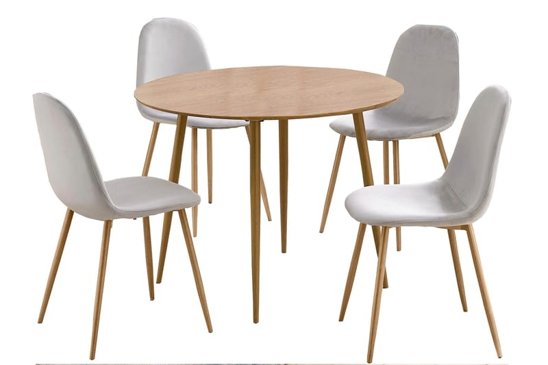 Oktoos Spisebordssæt 100 cm - Grå/Natur - Spisebordssæt