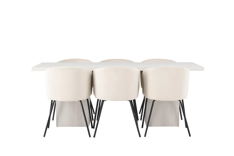 Olga Spisegruppe 200 cm Rektangulær med 6 Berit stole, Beige