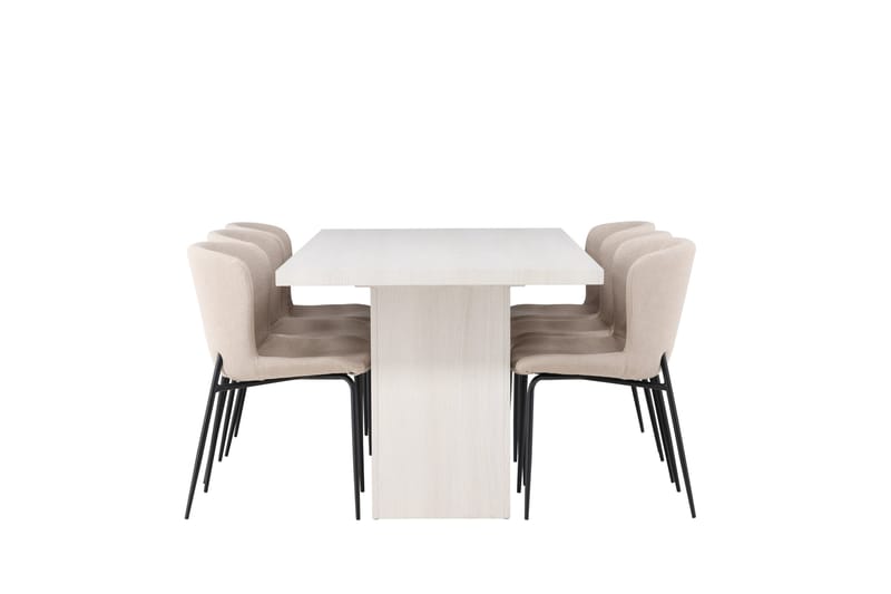Olga Spisegruppe 200 cm Rektangulær med 6 Modesto stole - Beige - Møbler - Borde - Spisebordssæt