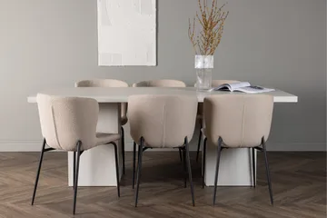 Olga Spisegruppe 200 cm Rektangulær med 6 Modesto stole - Beige - Møbler - Borde - Spisebordssæt
