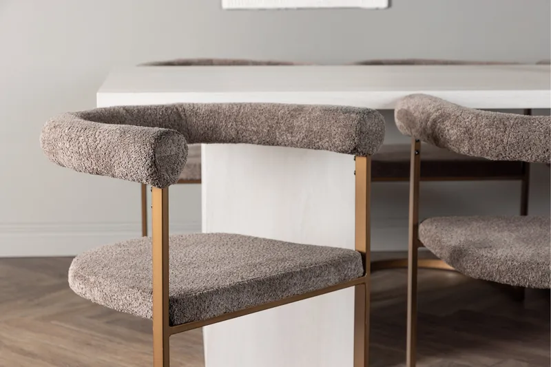 Olga Spisegruppe 200 cm Rektangulær med 6 Morning stole - Brun - Møbler - Borde - Spisebordssæt