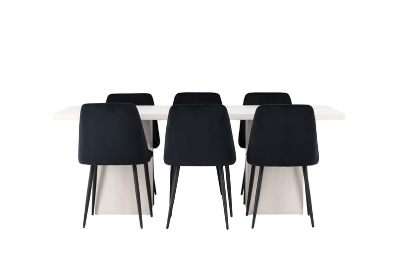 Olga Spisegruppe 200 cm Rektangulær med 6 Night stole, Hvit