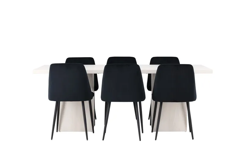 Olga Spisegruppe 200 cm Rektangulær med 6 Night stole, Hvit