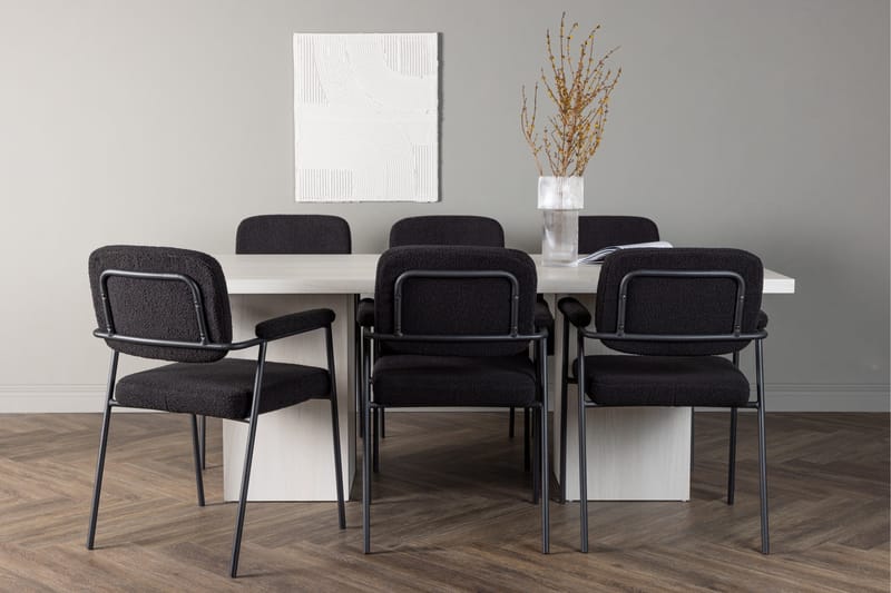 Olga Spisegruppe 200 cm Rektangulær med 6 Yesterday stole - Svart - Møbler - Borde - Spisebordssæt