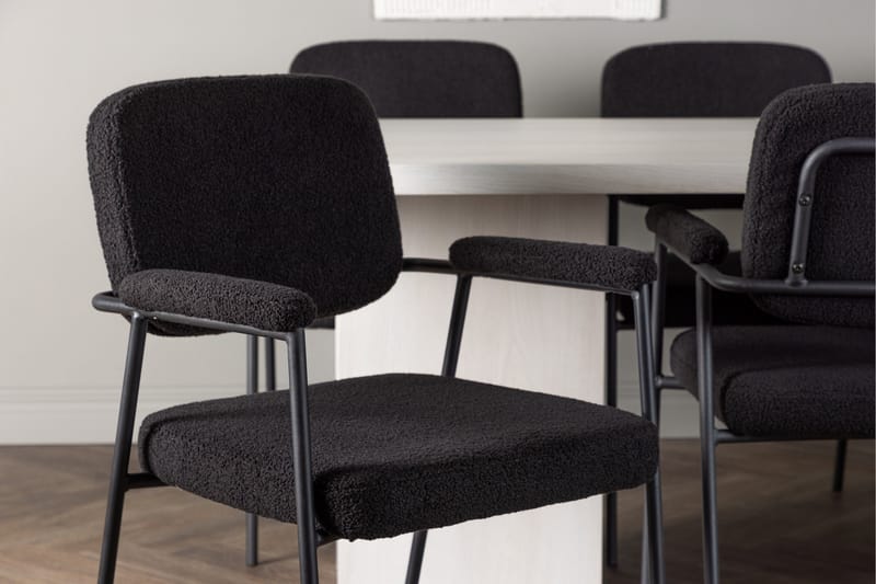 Olga Spisegruppe 200 cm Rektangulær med 6 Yesterday stole - Svart - Møbler - Borde - Spisebordssæt