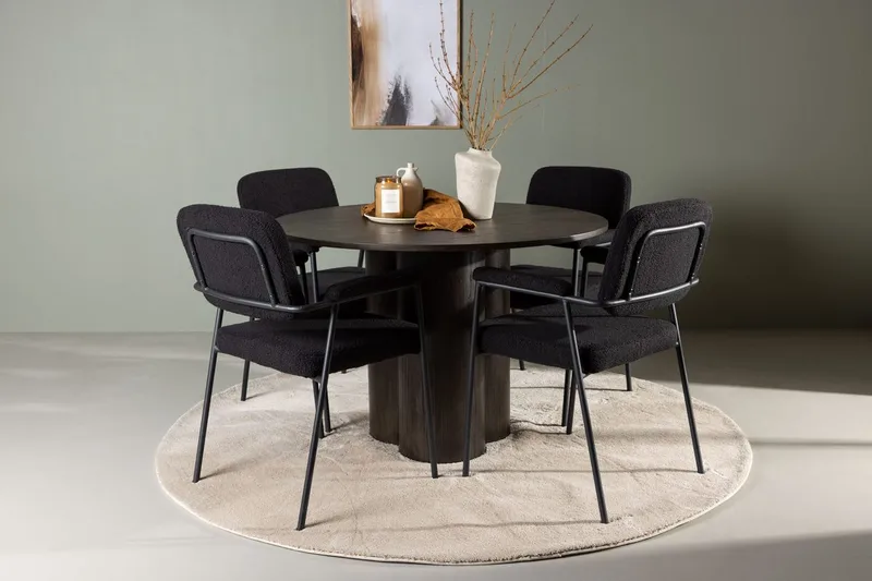 Olivero rundt spisebord 110 cm med 4 Yesterday spisestole