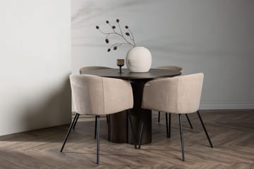 Olivero Spisebord 110 cm Rundt med 4 Berit Armstole med Armlæn - Møbler - Borde - Spisebordssæt