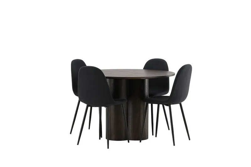 Olivero spisebord 110 cm rundt med 4 Polar spisestole