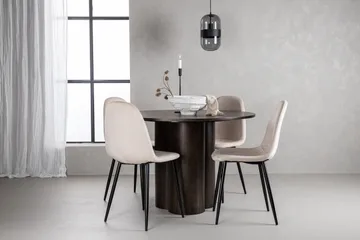 Olivero Spisebordssæt 110 cm Rund med 4 Bennie Stole - Beige - Møbler - Borde - Spisebordssæt