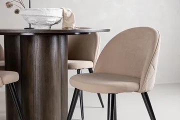 Olivero Spisebordssæt 110 cm Rund med 4 Sedavi Stole - Beige - Møbler - Borde - Spisebordssæt